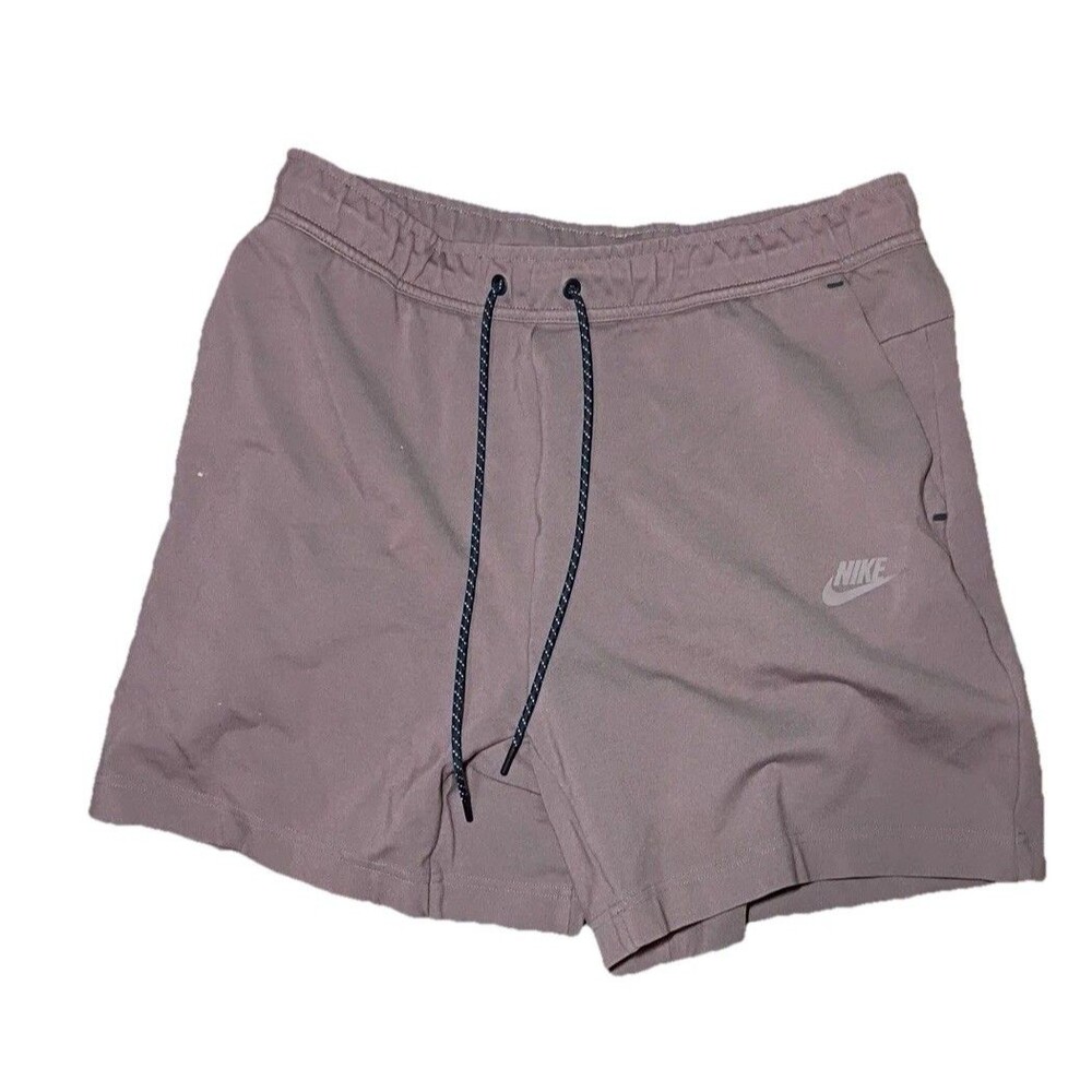 Nike Large Tech Fleece Shorts Men Plum Sportswear Drawstring Zip Pocket